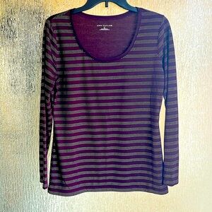 Ann Taylor medium burgundy studded long sleeve top